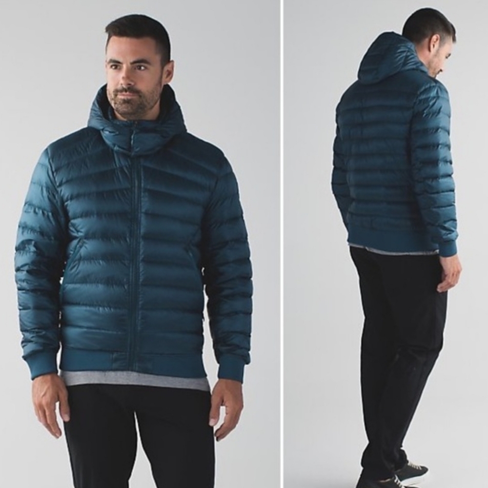 Lululemon Get Up Get Down Hooded Puffer Jacket Blue Alberta Lake Size XXL
